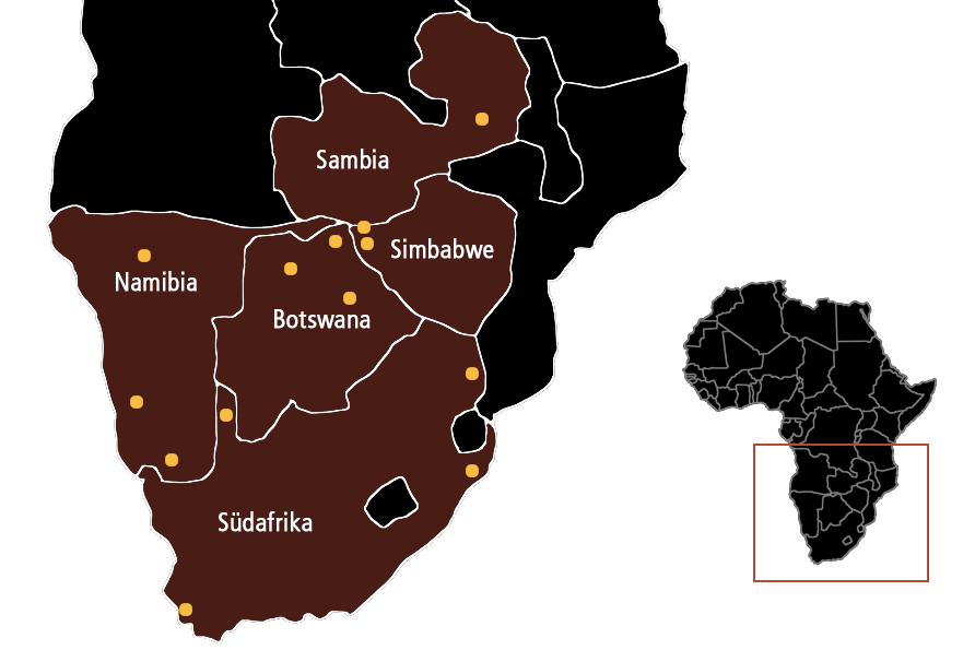 Südliches Afrika Karte